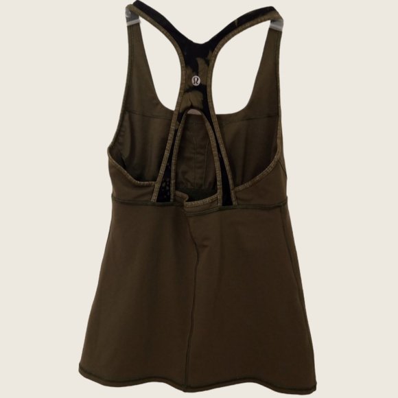 Lululemon Olive Green and Camo Racer Back Tank Top Women Size 6 - Picture 2 of 7